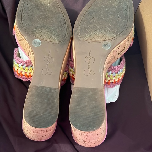 Jessica simpson multi-color maxi crochet wedge sandals. Worn once - Picture 3 of 5